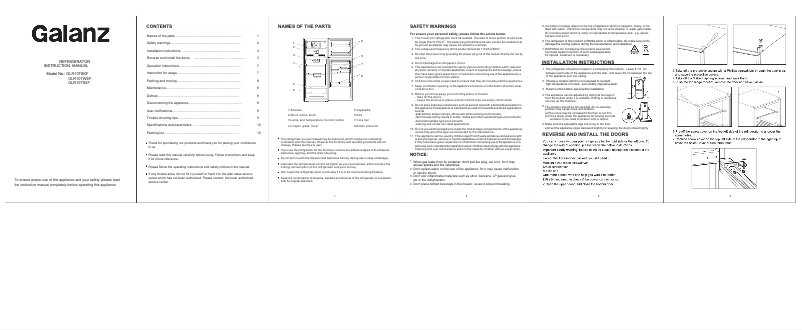 Page 1 de la notice Mode d'emploi Galanz GLR10TBKF
