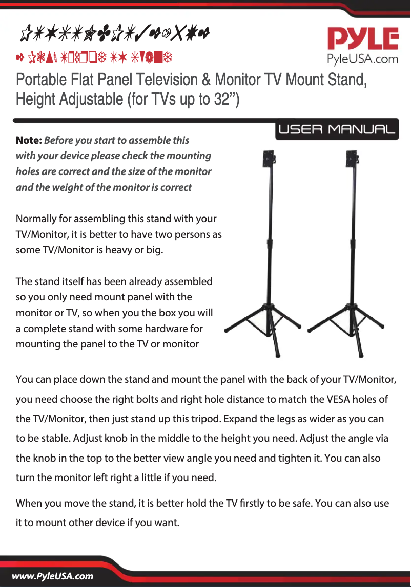 Image de la première page du manuel de l'appareil PTVSTNDPT3215X2