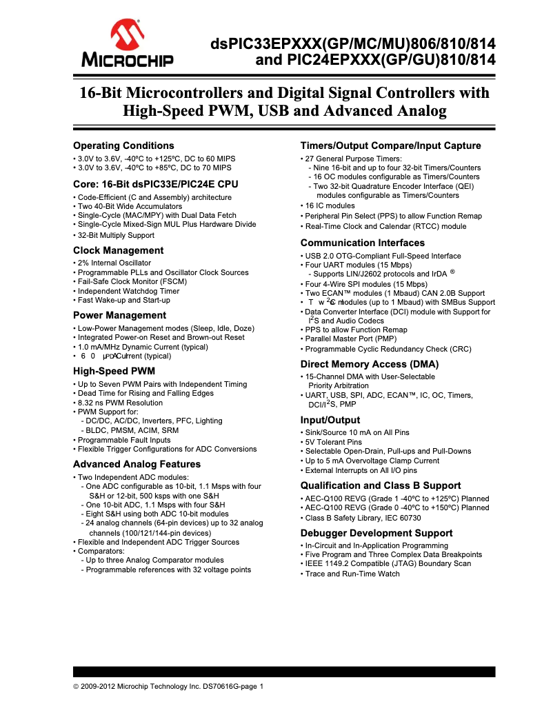 Page 1 de la notice Manuel utilisateur Microchip DSPIC33EP512MC806