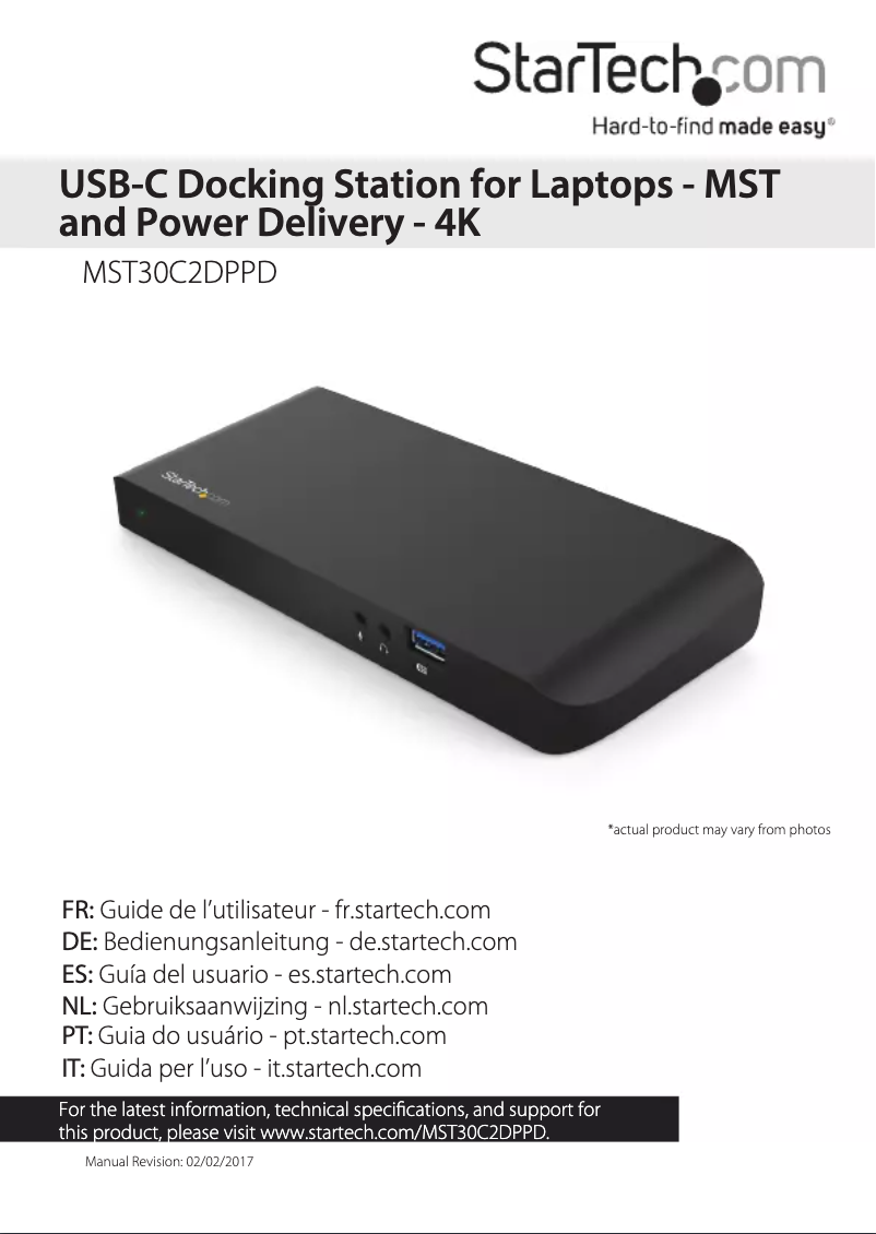 Page n°1 - Manuel utilisateur StarTech.com MST30C2DPPD