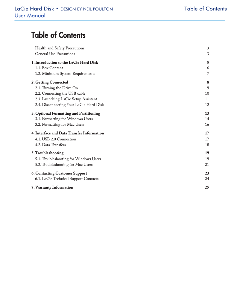 Page n°1 - Manuel utilisateur LaCie Hard Disk 301871U