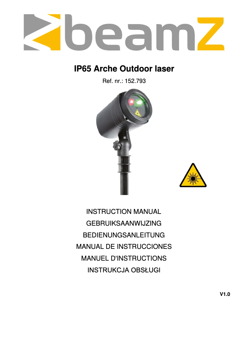 Page n°1 - Manuel utilisateur BeamZ IP65 Arche Outdoor Laser