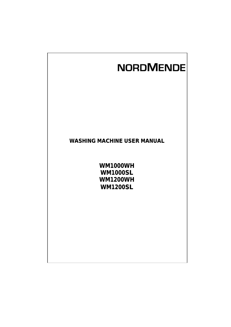 Page n°1 - Manuel utilisateur Nordmende WM1000SL