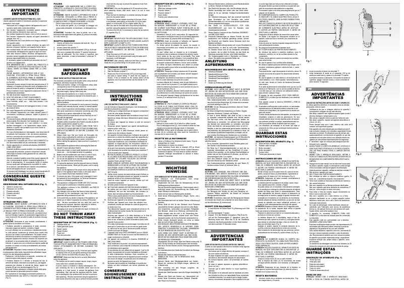 Page 1 de la notice Manuel utilisateur Ariete Pimmy 200w