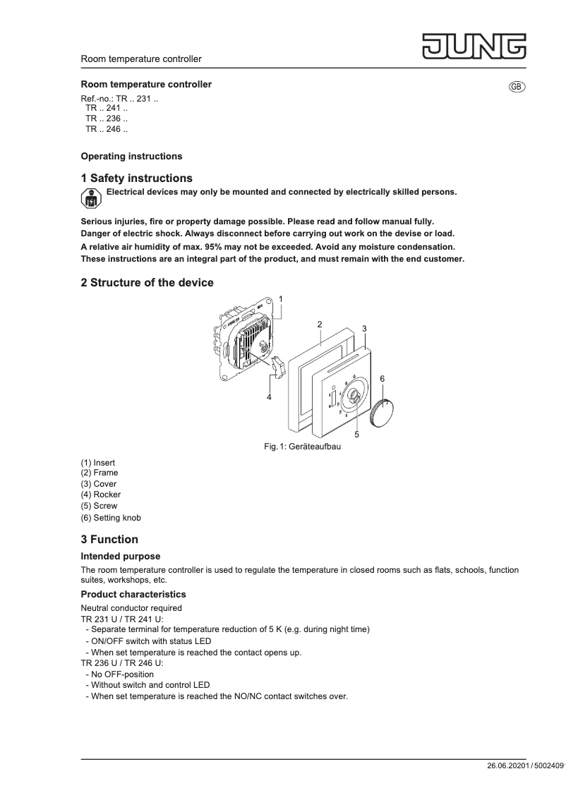 Page n°1 - Manuel utilisateur JUNG TRCD236