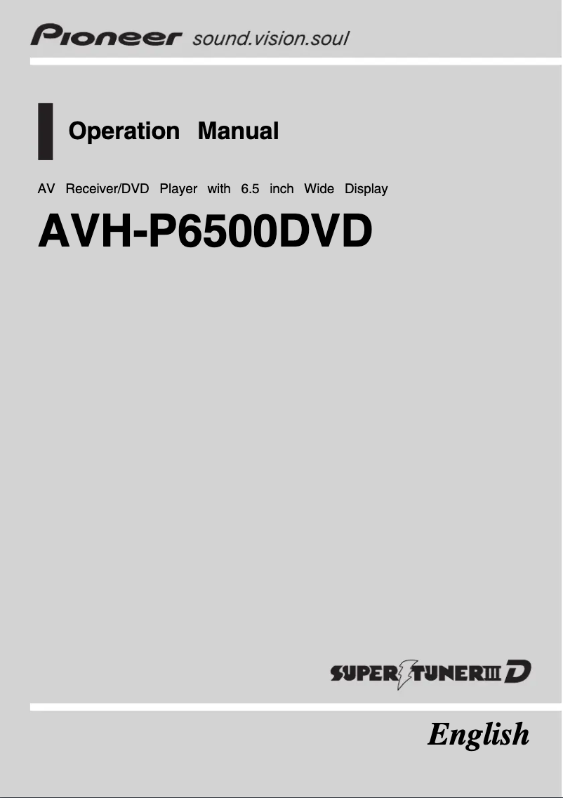 Page n°1 - Manuel utilisateur Pioneer AVH-P6500