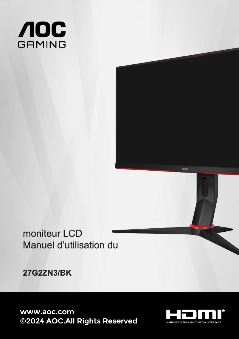 Page n°1 - Manuel utilisateur AOC 27G2ZN3