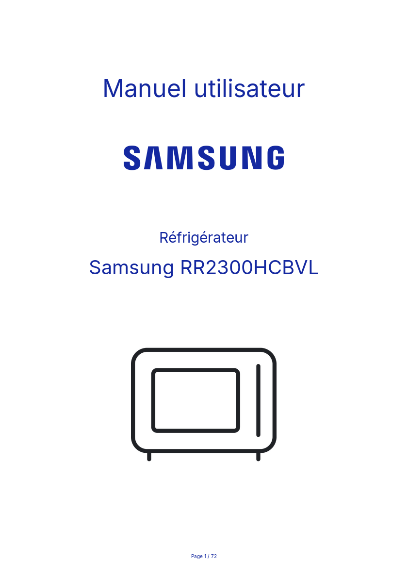 Page n°1 - Manuel utilisateur Samsung RR2300HCBVL