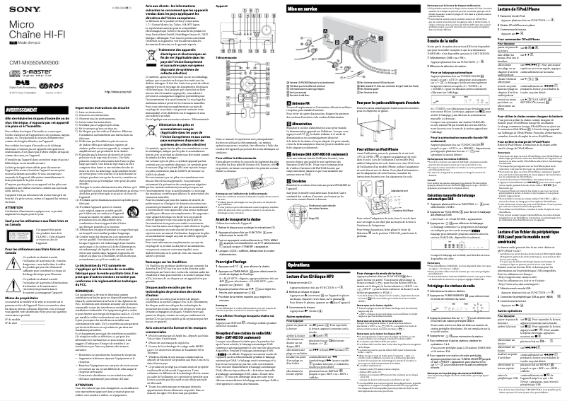 Page n°1 - Manuel utilisateur Sony CMT-MX550i