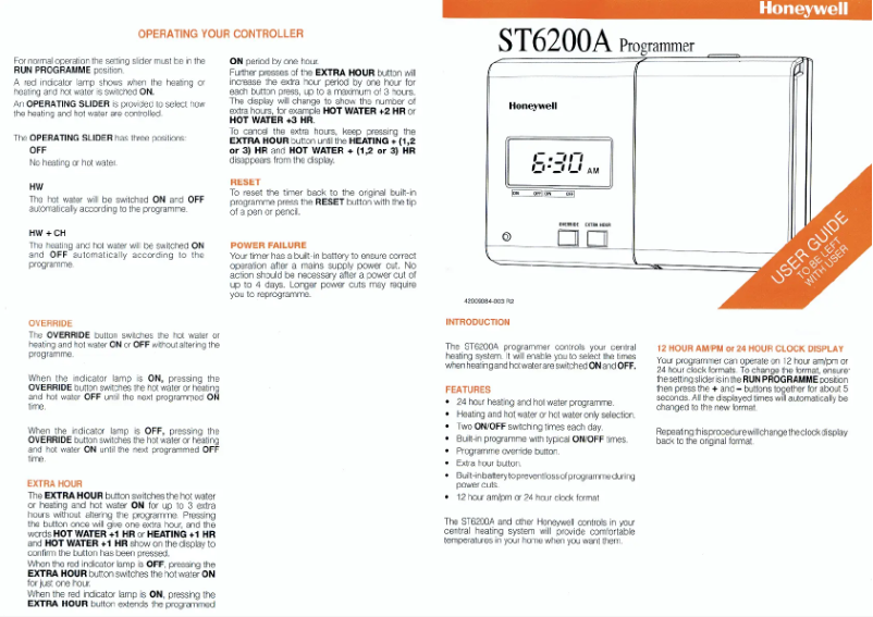 Page n°1 - Manuel utilisateur Honeywell ST6200A