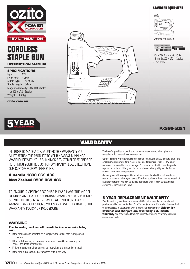 Image de la première page du manuel de l'appareil PXSGS-5021