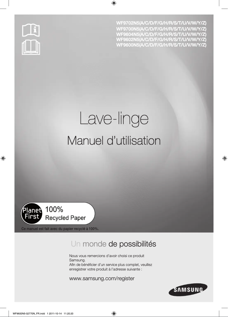 Page n°1 - Manuel utilisateur Samsung WF9600N5W