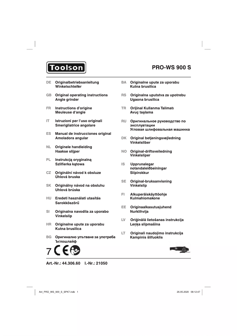 Page n°1 - Manuel utilisateur Toolson PRO-WS 900 S