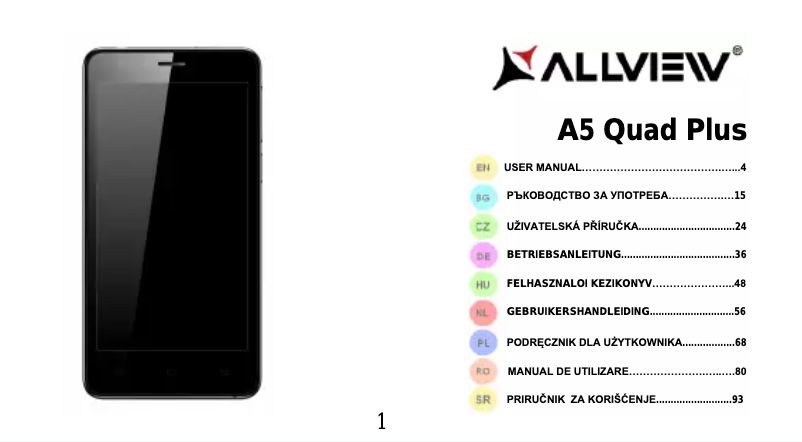 Page n°1 - Manuel utilisateur Allview A5 Quad Plus