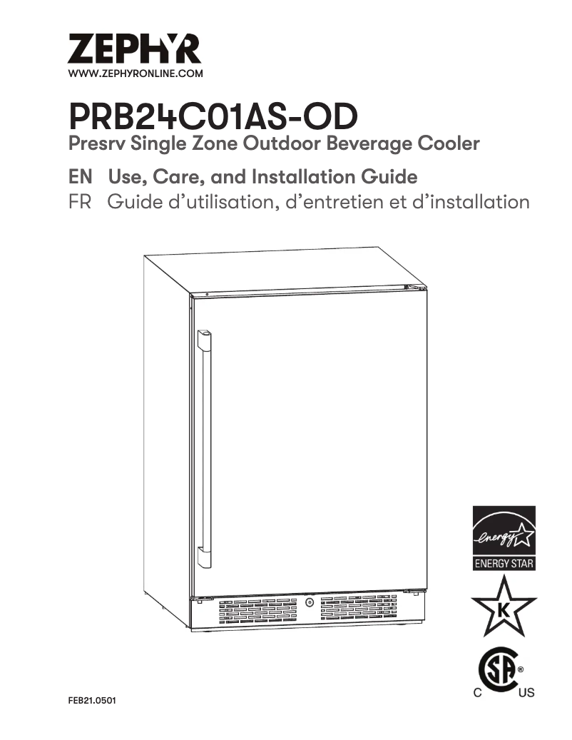Page n°1 - Guide d'installation Zephyr Presrv PRB24C01AS-OD