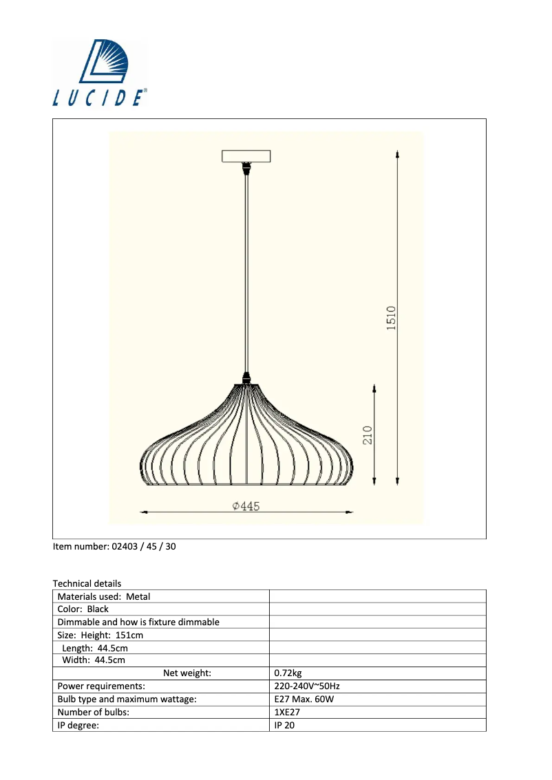 Page n°1 - Manuel utilisateur Lucide Vinti 02403/45/30