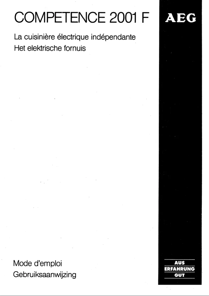Page n°1 - Manuel utilisateur AEG Competence 2001 F