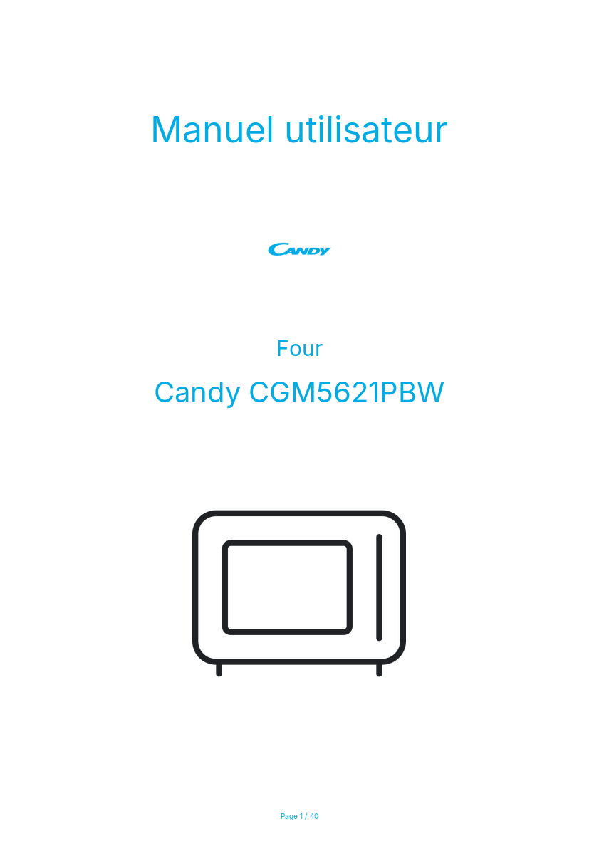 Page n°1 - Manuel utilisateur Candy CGM5621PBW
