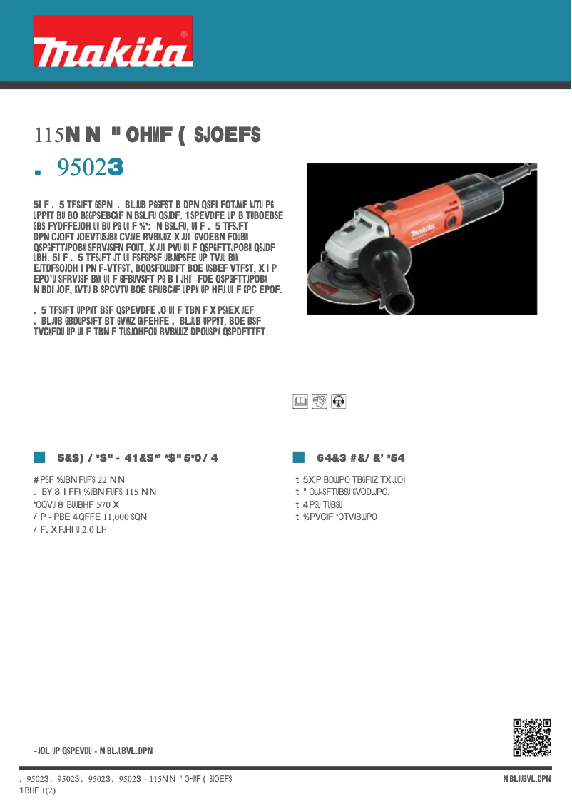Page n°1 - Fiche technique Makita M9502R