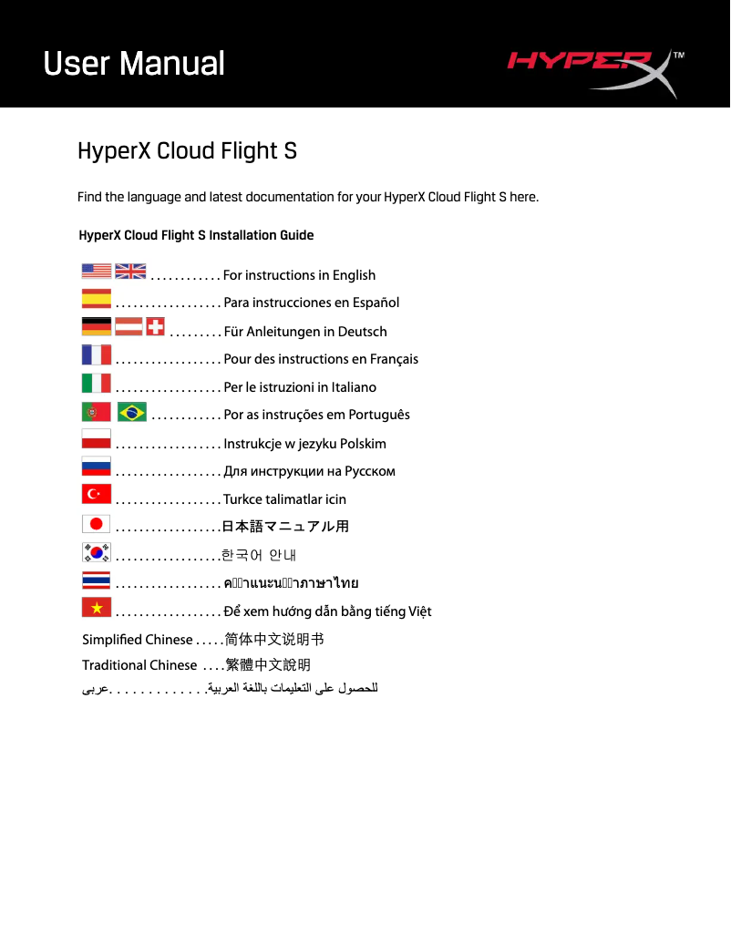 Page n°1 - Manuel utilisateur HyperX Cloud Flight