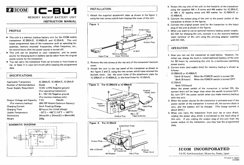 Page 1 de la notice Manuel utilisateur ICOM IC-BU1
