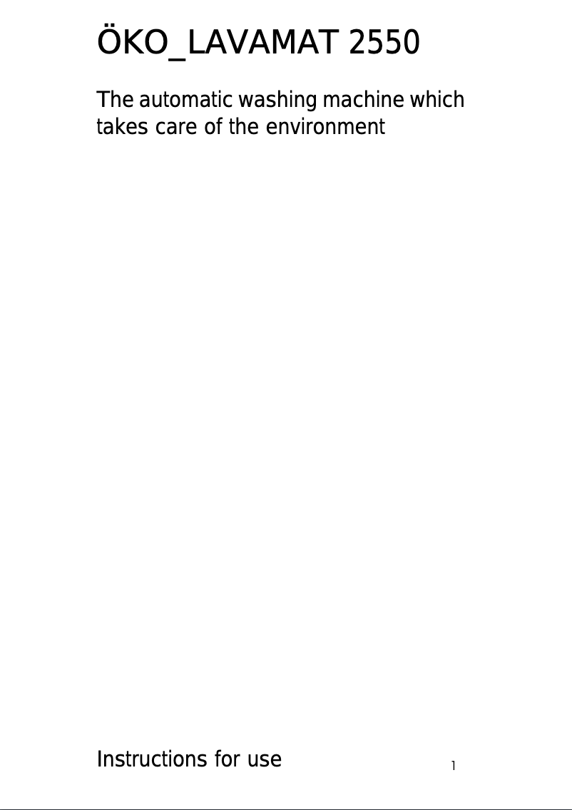 Image de la première page du manuel de l'appareil Lavamat 2550