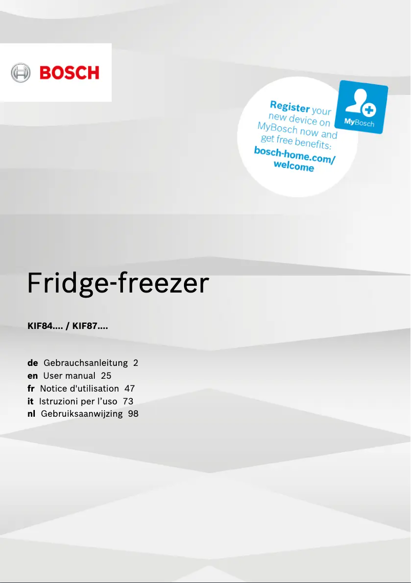 Page 1 de la notice Manuel utilisateur Bosch Serie 8 KIF87SD40