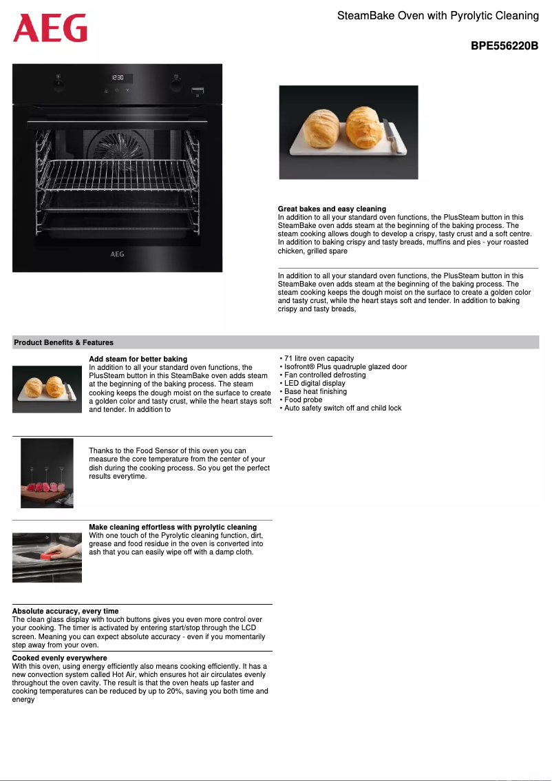 Página 1 del manual Ficha técnica AEG BPE556220B