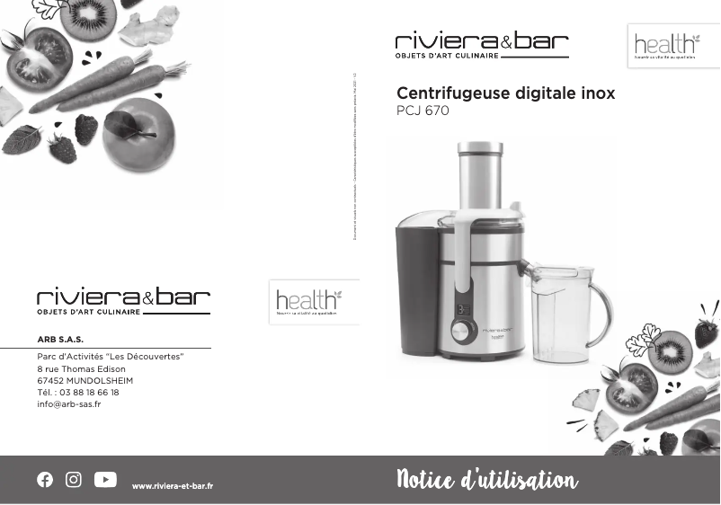 Page n°1 - Manuel utilisateur Riviera & Bar PCJ670