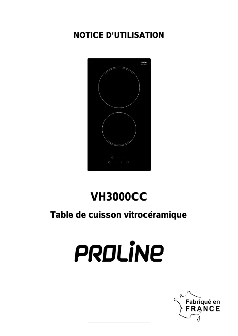 Page n°1 - Manuel utilisateur Proline VH3000CC