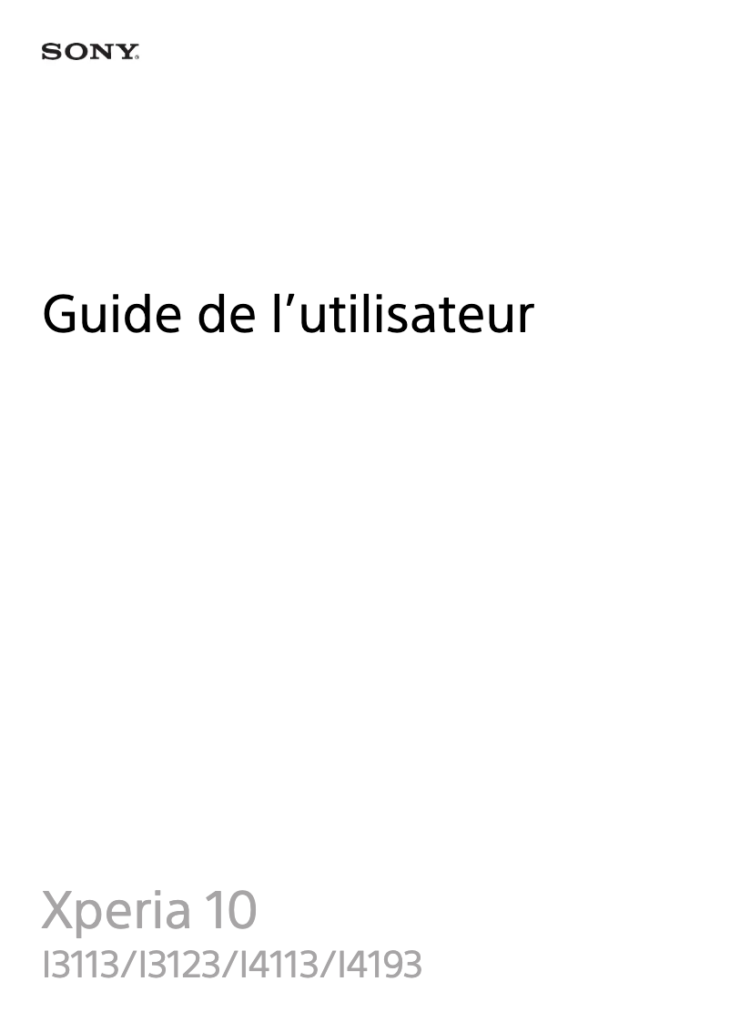 Page 1 de la notice Manuel utilisateur Sony Xperia 10