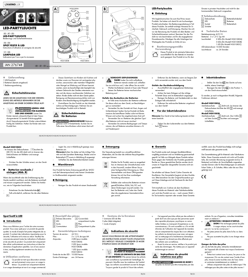 Página 1 del manual Manual de usuario Livarno Lux IAN 276748