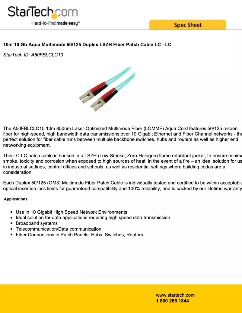 Page n°1 - Manuel utilisateur StarTech.com A50FBLCLC10