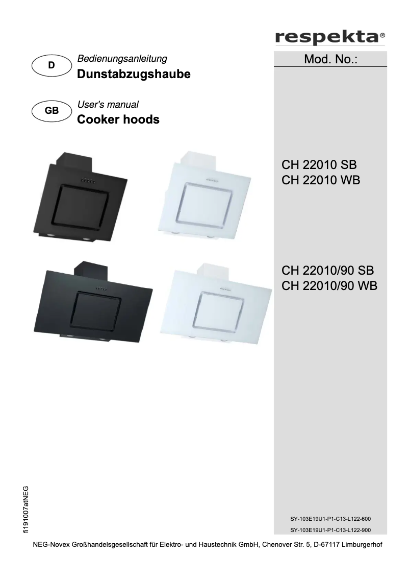 Image de la première page du manuel de l'appareil Svea CH22010WB