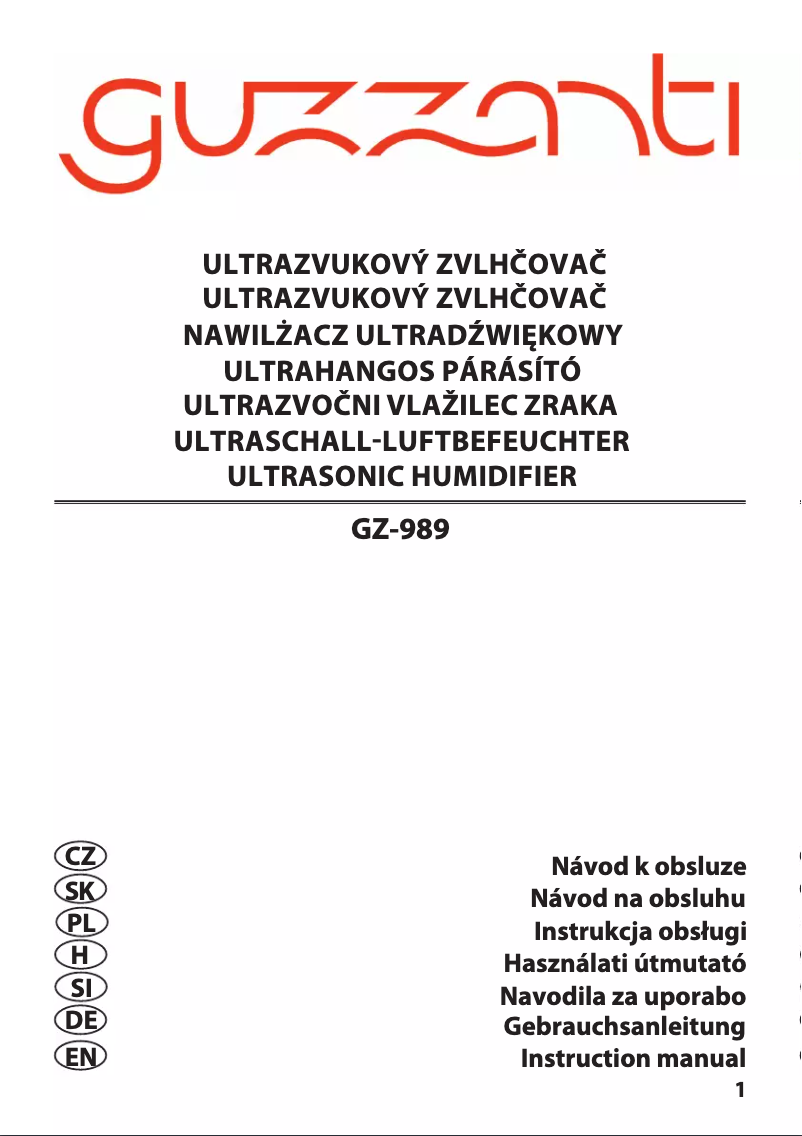 Page 1 de la notice Manuel utilisateur Guzzanti GZ-989