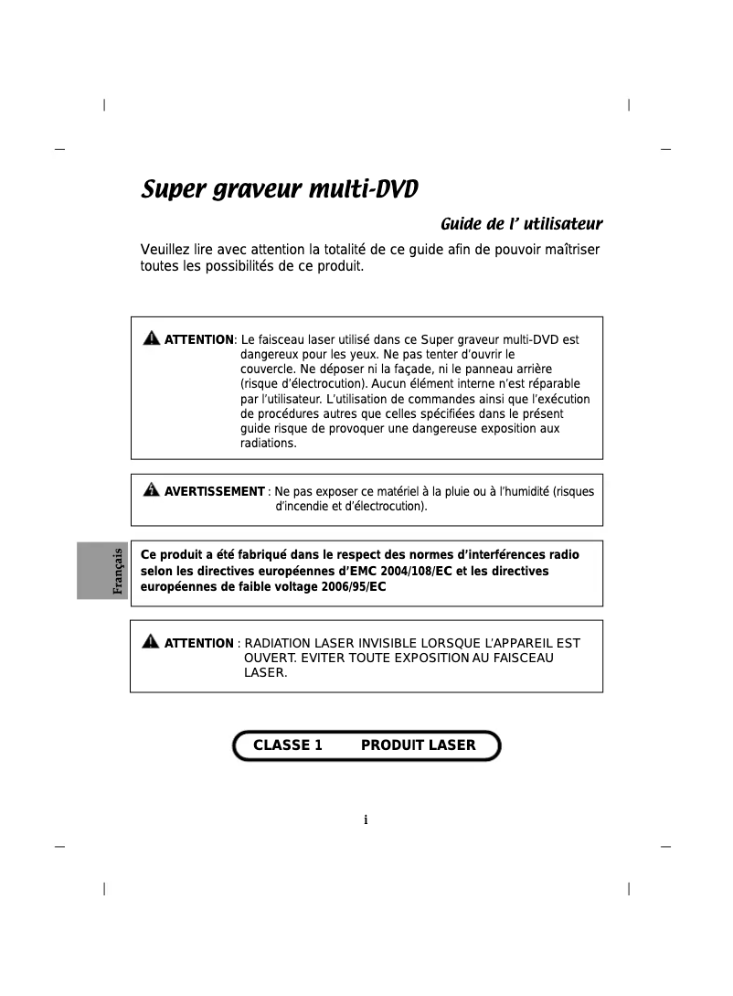 Page 1 de la notice Manuel utilisateur LG GH22NS50.AZAR11B