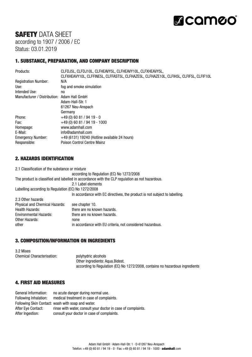Page n°1 - Manuel utilisateur Cameo CLFDJ5L