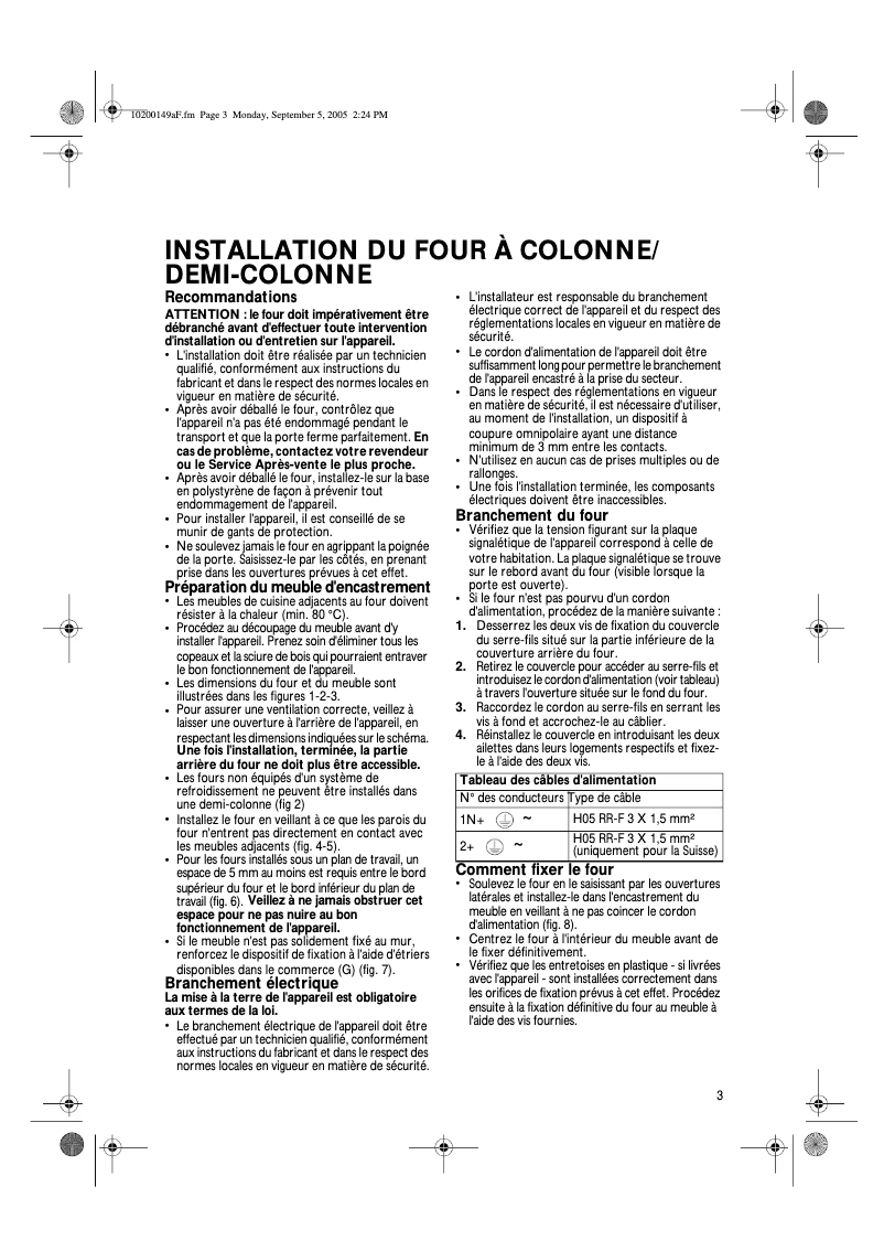 Page 1 de la notice Manuel utilisateur Whirlpool AKZ 427 IX