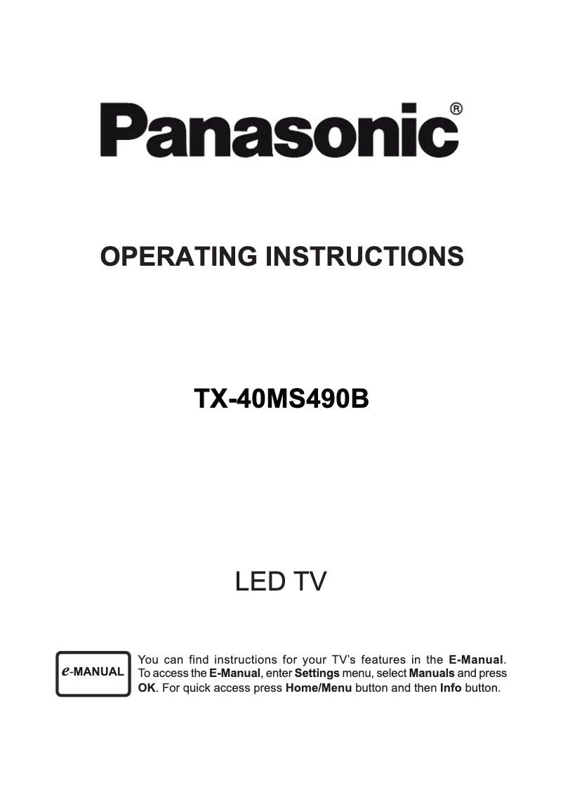 Page 1 de la notice Manuel utilisateur Panasonic TX-40MS490B