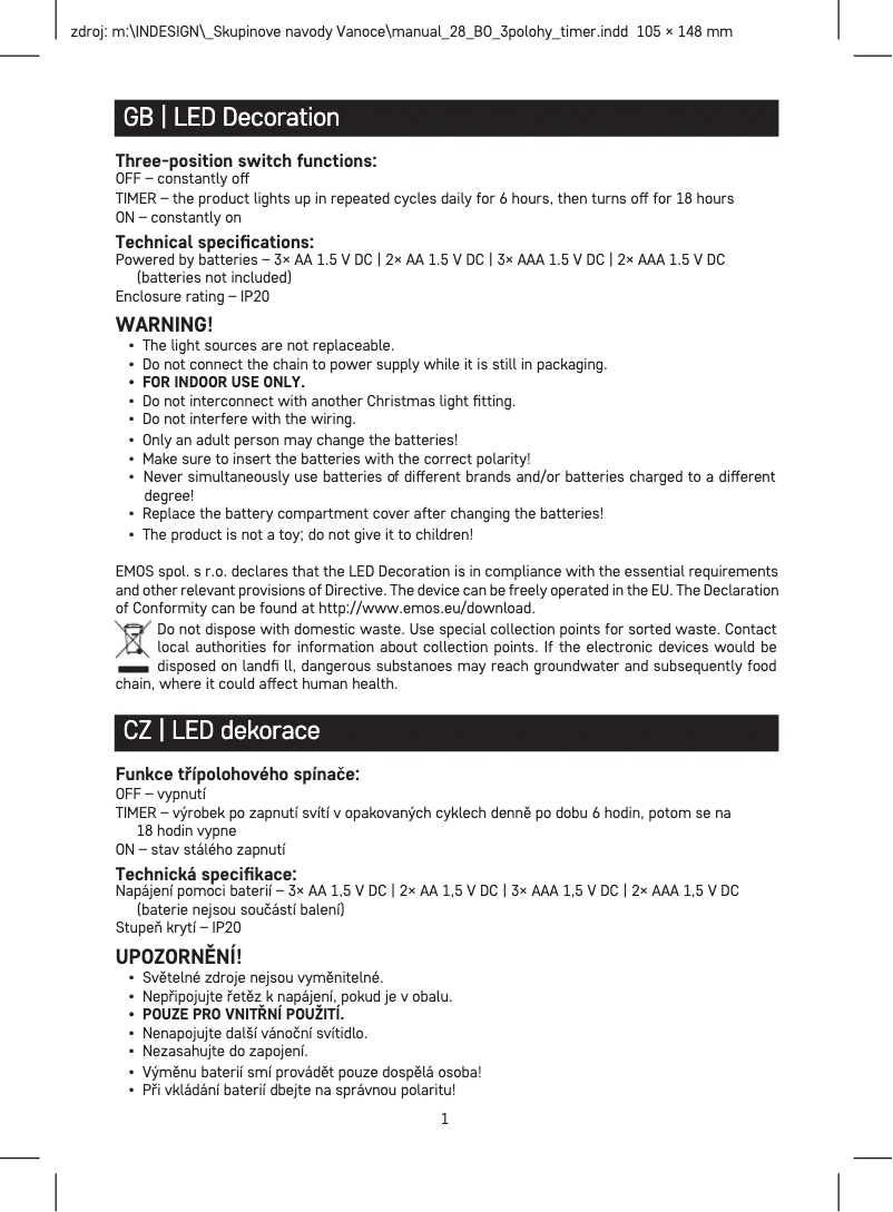 Page n°1 - Manuel utilisateur Emos DCWW30