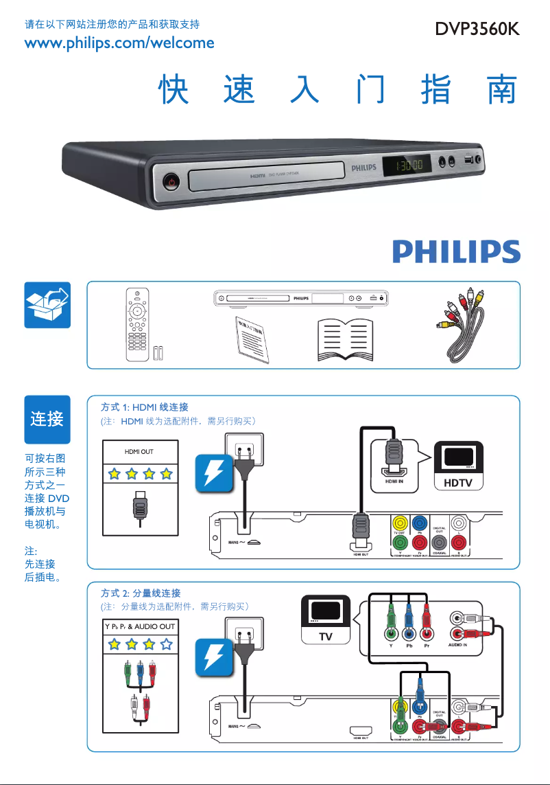Página 1 del manual Guía de inicio rápido Philips DVP3560K