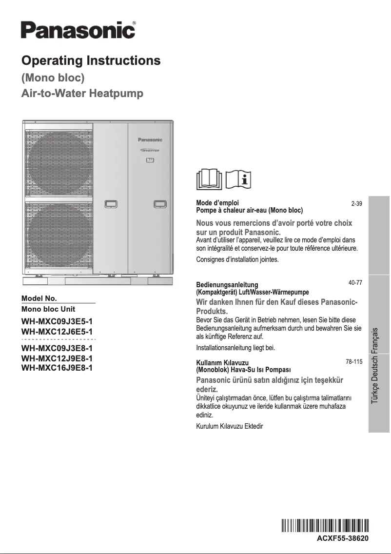 Page 1 de la notice Manuel utilisateur Panasonic WH-MXC16J9E8-1