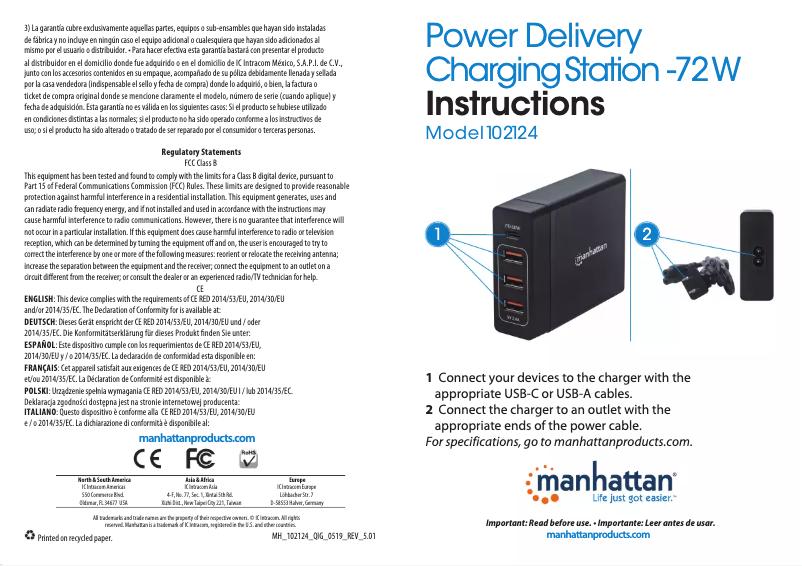 Page 1 de la notice Manuel utilisateur Manhattan 102124