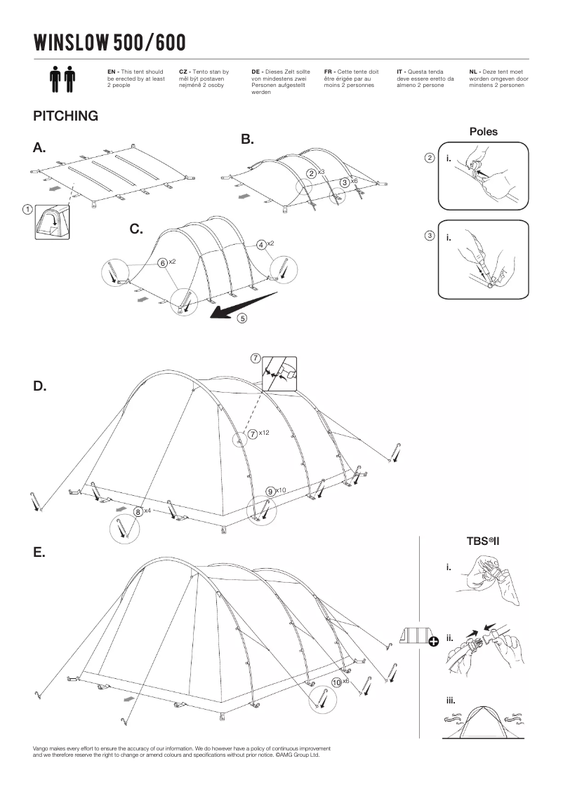 Página 1 del manual Manual de usuario Vango Winslow 600