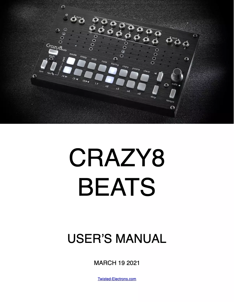 Page n°1 - Manuel utilisateur Twisted Electrons Crazy8 Beats