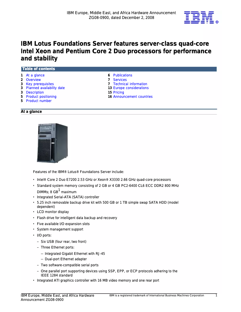 Page 1 de la notice Manuel utilisateur IBM Lotus Foundation