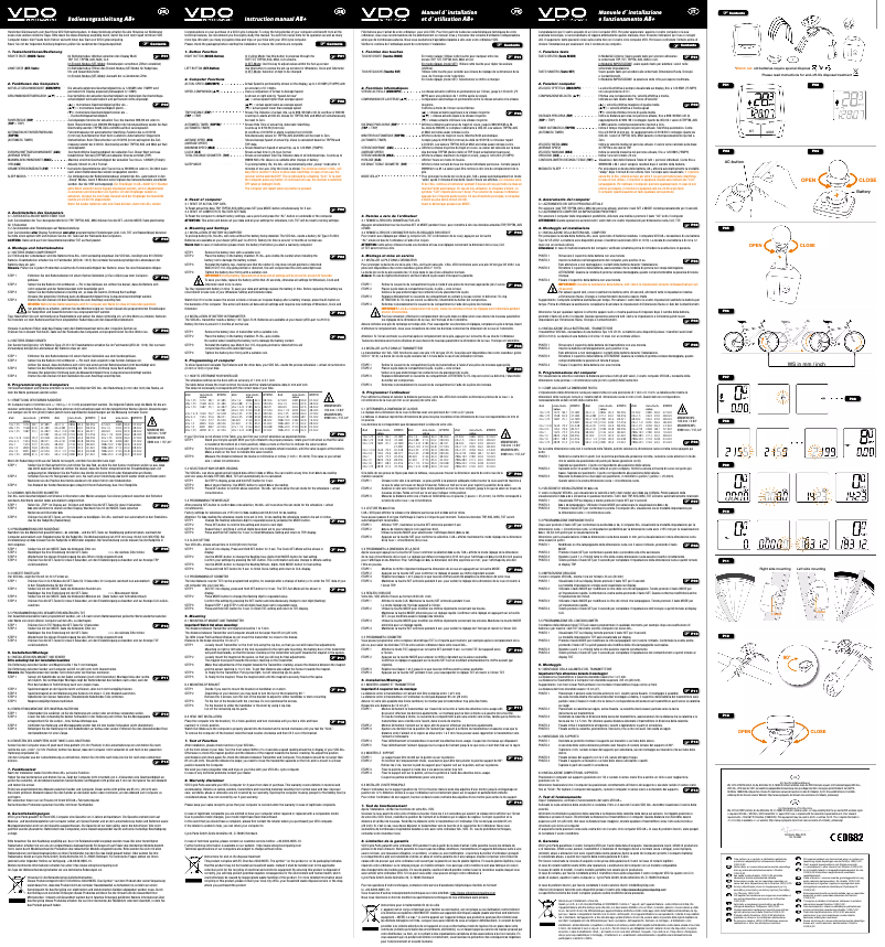 Page 1 de la notice Manuel utilisateur VDO A8+