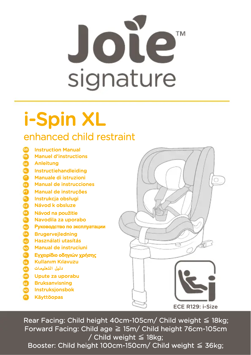 Page n°1 - Manuel utilisateur Joie i-Spin XL