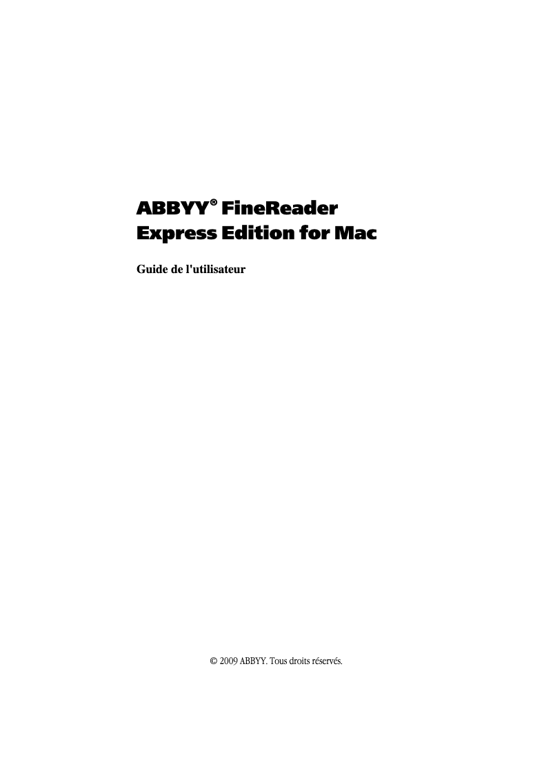 Page 1 de la notice Manuel utilisateur ABBYY FineReader Express Edition for Mac