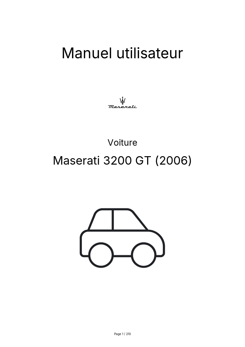 Image de la première page du manuel de l'appareil 3200 GT (2006)
